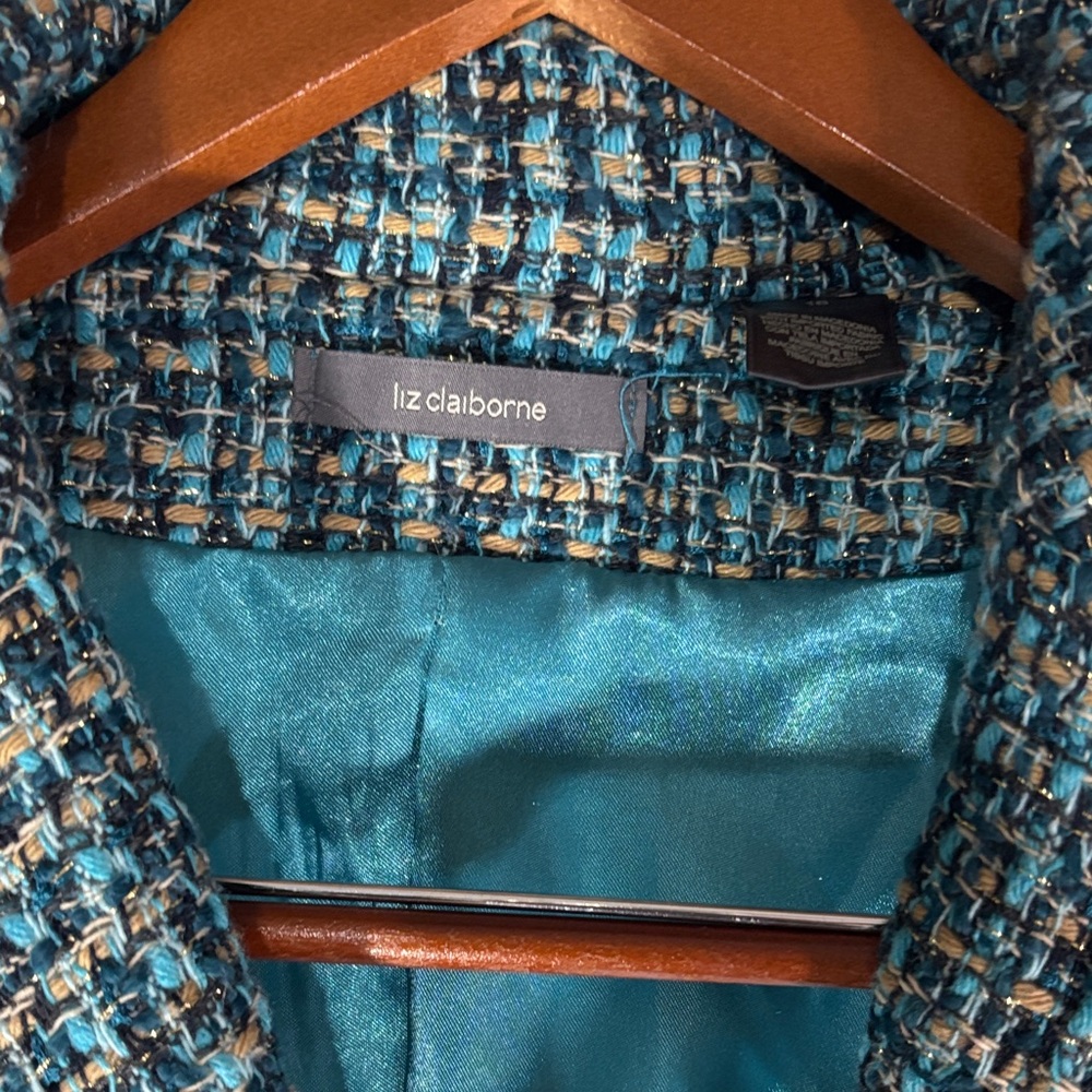 Liz Claiborne Women's Textured Blazer - Blue and Black - Picture 2 of 10